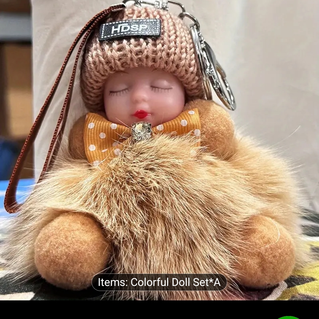 Brown And Tan Plush Doll Keychain